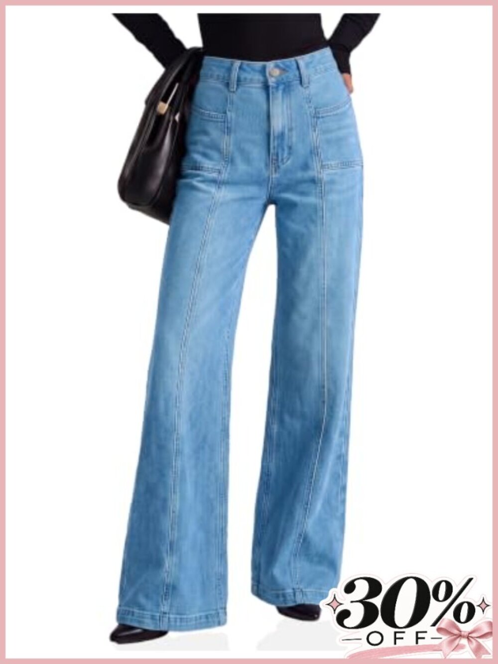 High Waisted Wide Leg Flare Jeans Baggy Denim Pants